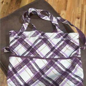 Thirty-One Purple and Cream Checkered Tote